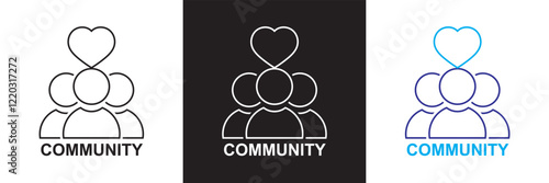 Community icon set. Containing people, relationships, friendship, social, diversity, village, support and community  icons. isolated on white and black background. vector illustration. EPS10