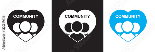 Community icon set. Containing people, relationships, friendship, social, diversity, village, support and community  icons. isolated on white and black background. vector illustration. EPS10