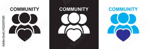 Community icon set. Containing people, relationships, friendship, social, diversity, village, support and community  icons. isolated on white and black background. vector illustration. EPS10