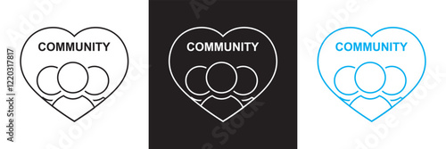 Community icon set. Containing people, relationships, friendship, social, diversity, village, support and community  icons. isolated on white and black background. vector illustration. EPS10