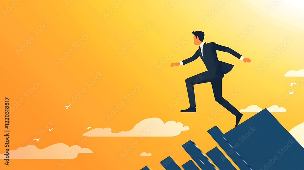 A man in a suit is running up a hill A man in a suit is running up a hill