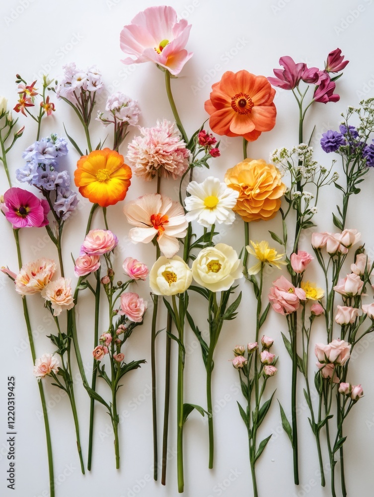 Obraz premium Mixed Color Flowers on White