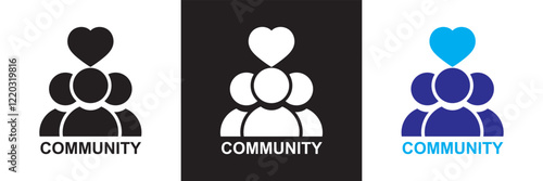 Community icon set. Containing people, relationships, friendship, social, diversity, village, support and community  icons. isolated on white and black background. vector illustration. EPS10
