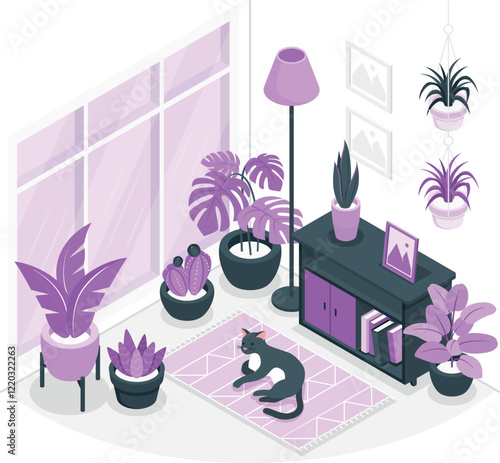 indoor plants Flat Illustrations vector