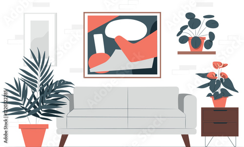 indoor plants Flat Illustrations vector