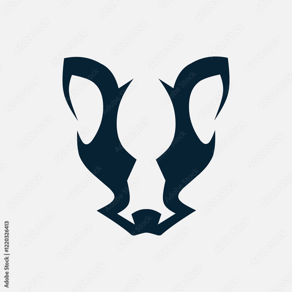 Raccoon minimalist logo. Simple negative space animal business design. Isolated with soft background.