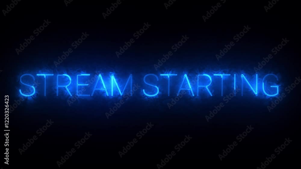 Stream Starting Banner with neon flashing blue letters Stream Starting Banner with neon flashing blue letters