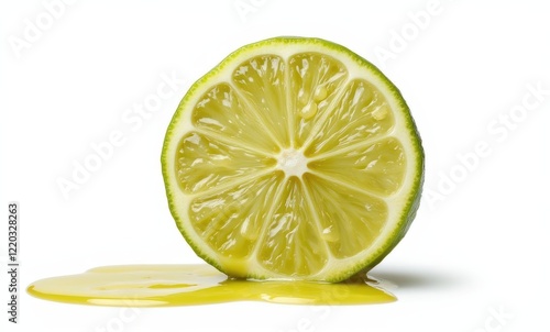 Fresh cut lime with juice oozing out photo