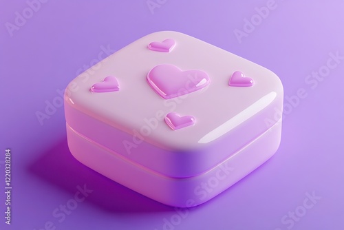 Pink Cubic Gift Box with Embossed Hearts: A Delightful Romantic Surprise photo