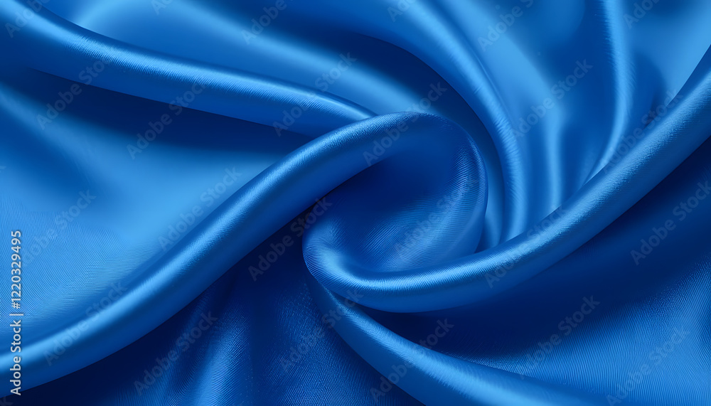 Fototapeta premium Luxurious Blue Satin Silk Texture in 4K Resolution, Featuring Soft Flowing Waves for Fashion, Interior, and High-End Design Projects.