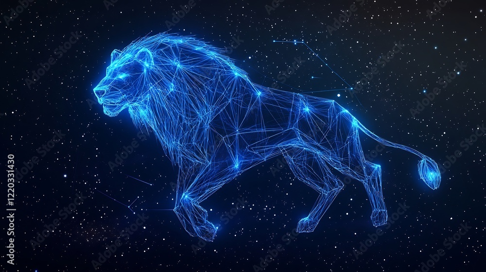Fototapeta premium Leo Constellation: A Celestial Lion in the Night Sky