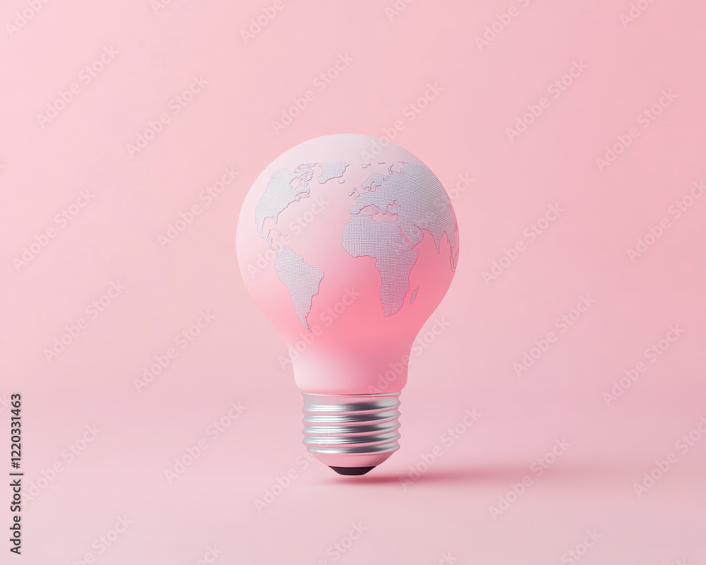 pink light bulb with world map design symbolizes creativity and global thinking. This engaging concept highlights innovation and awareness in vibrant setting pink light bulb with world map design symbolizes creativity and global thinking. This engaging concept highlights innovation and awareness in vibrant setting