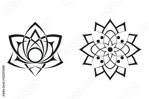 a logo of a lotus flower with layered peta