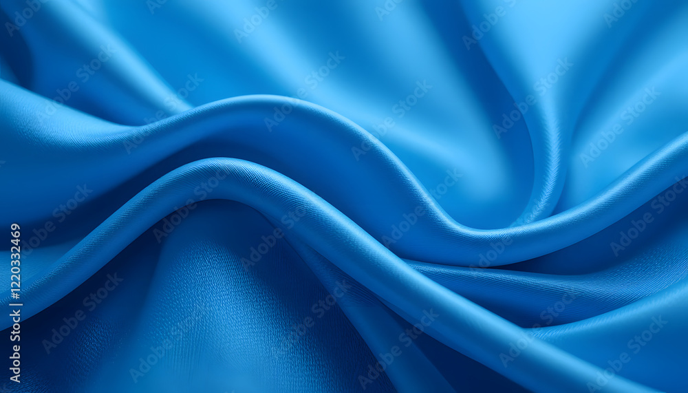 Obraz premium Luxurious Blue Satin Silk Texture in 4K Resolution, Featuring Soft Flowing Waves for Fashion, Interior, and High-End Design Projects.