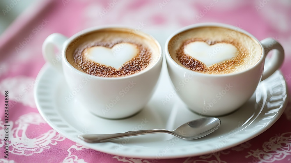 Obraz premium Romantic breakfast ideas like heart-shaped eggs and toast served with coffee