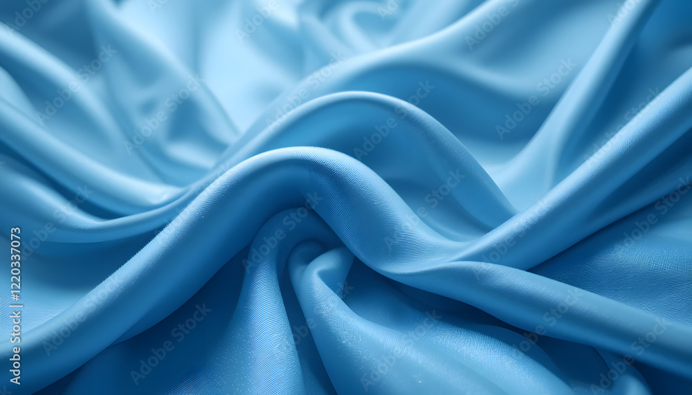 Fototapeta premium High-Resolution 4K Image of Blue Silk Satin Fabric with Gentle Waves, Perfect for Backgrounds, Branding, and Elegant Design Needs.