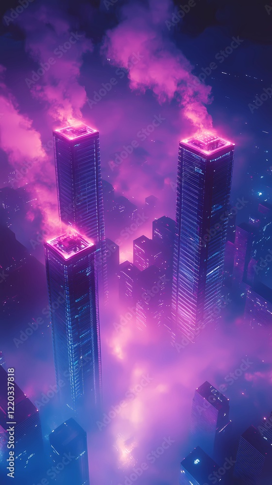 Obraz premium Retro futuristic background showcasing a digital grid and glowing horizon, designed in a timeless comic book illustration style