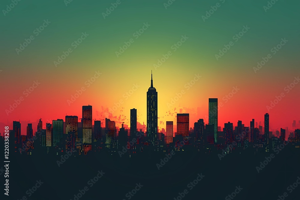 Retro futuristic background showcasing a digital grid and glowing horizon, designed in a timeless comic book illustration style Retro futuristic background showcasing a digital grid and glowing horizon, designed in a timeless comic book illustration style