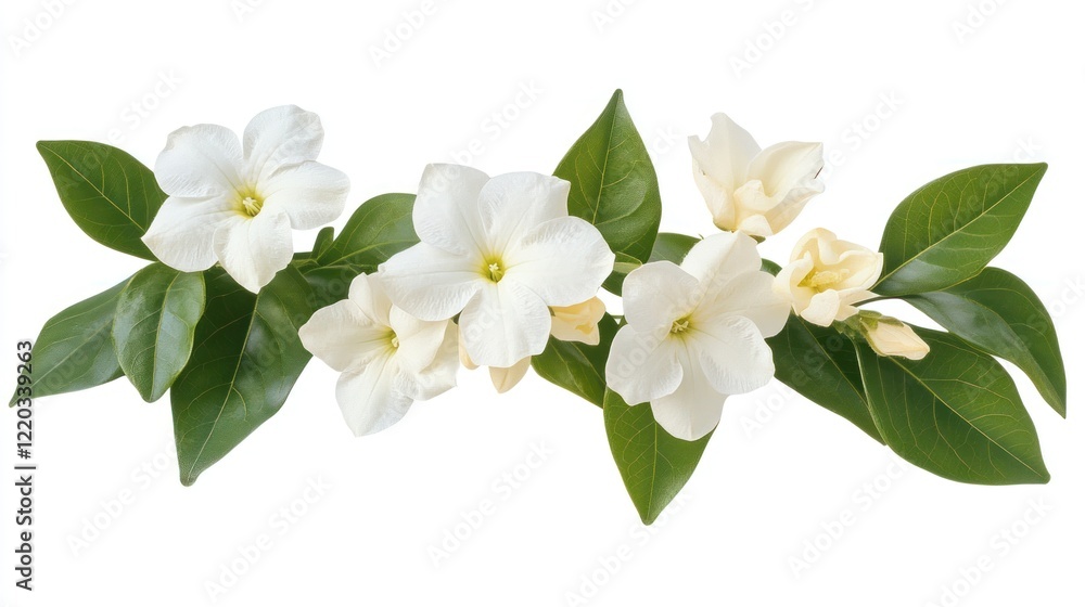 Obraz premium Elegant White Flowers and Lush Green Leaves