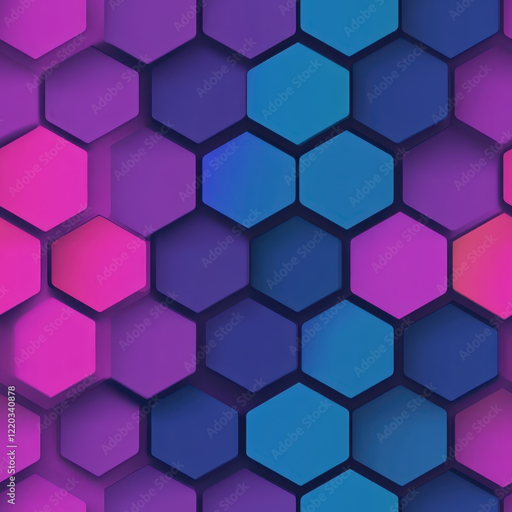 Geometric interlocking hexagons showcase vibrant neon gradients in a seamless pattern, enhancing modern design aesthetics with color and form Geometric interlocking hexagons showcase vibrant neon gradients in a seamless pattern, enhancing modern design aesthetics with color and form