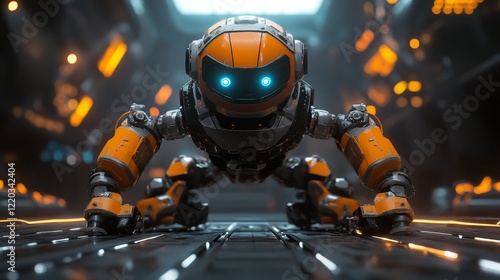 Futuristic robot with glowing eyes and head vision of tomorrow technology futuristic
