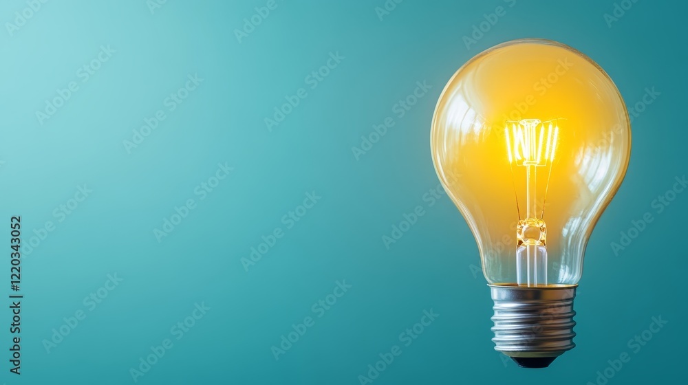 Illuminating innovation single light bulb against vibrant blue backdrop symbolizes bright ideas Illuminating innovation single light bulb against vibrant blue backdrop symbolizes bright ideas