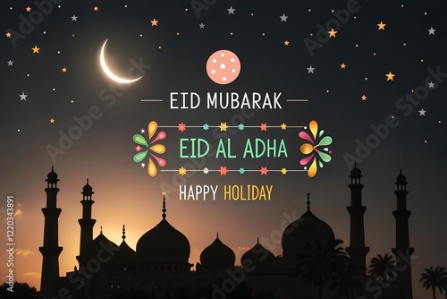 Eid Mubarak ,Eid Al Adha and Eid Al Fitr Happy holiday  photo