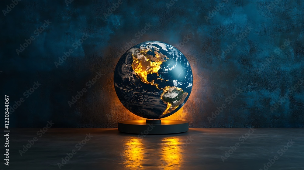 3D rendering of the Earth with a dark blue background 3D rendering of the Earth with a dark blue background