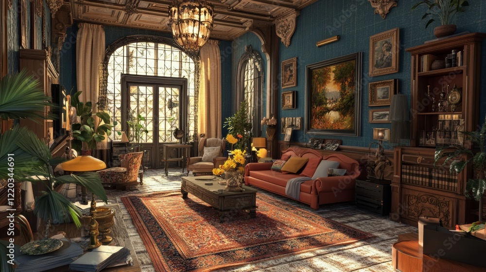 Obraz premium 3d rendering of furnished home apartment
