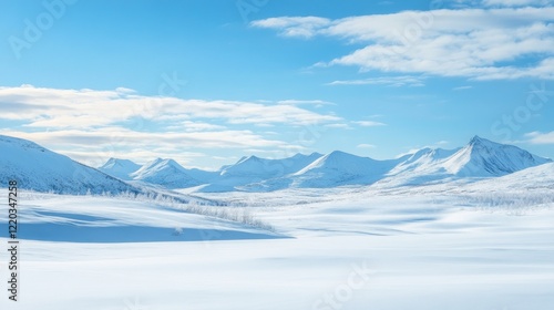 Wallpaper Mural Serene Winter Landscape: Snow-Covered Mountains Under a Clear Blue Sky Torontodigital.ca