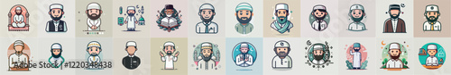 vector set of character slamic religious leader