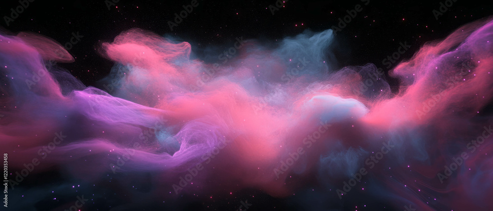 Fototapeta premium Exploring dynamic abstract background of glowing particles and 3D data visualizations
