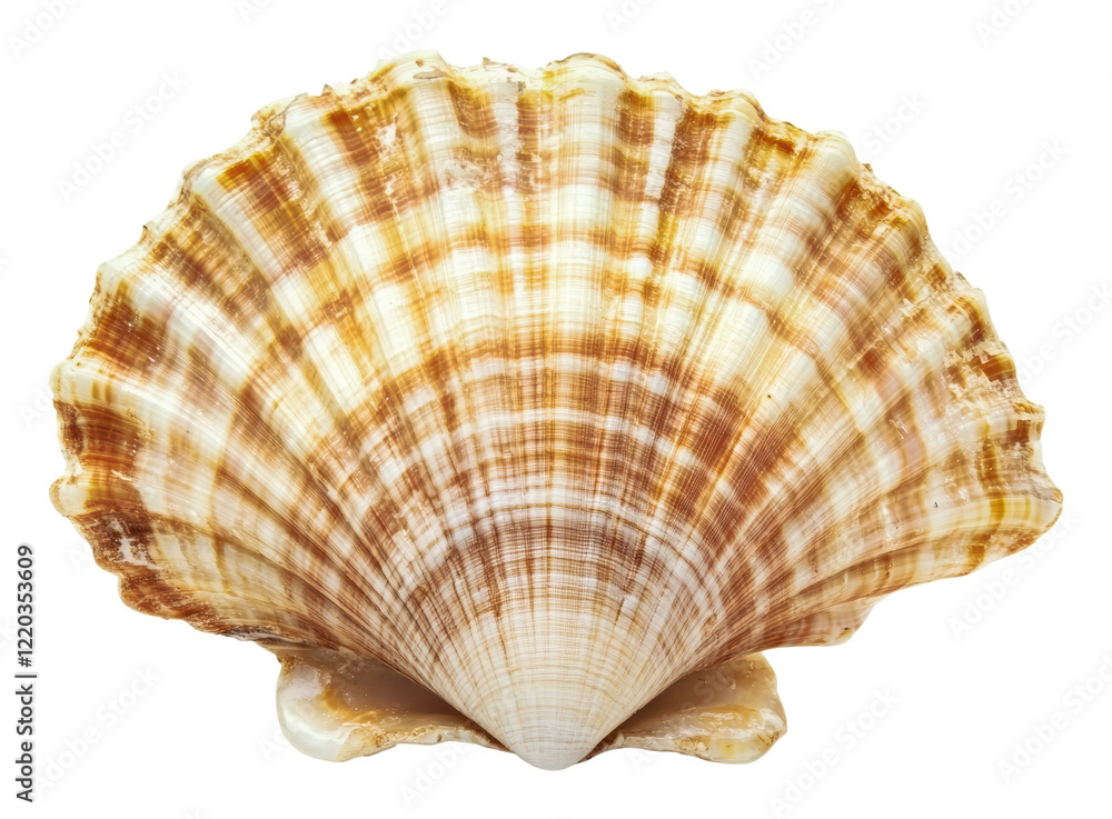 Fototapeta premium Scallop shell on white surface, cut out - stock png.