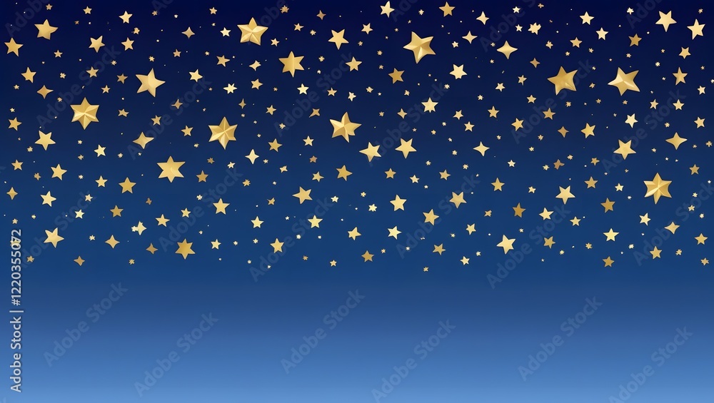 A dark blue background filled with scattered gold stars and small white dots creating a night sky effect A dark blue background filled with scattered gold stars and small white dots creating a night sky effect