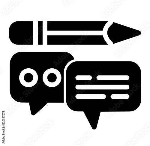 Transcription Icon Glyph Style for Communication Technology Themes
