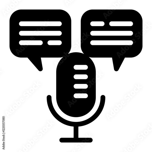 Podcast Icon Glyph Style for Communication Technology Themes
