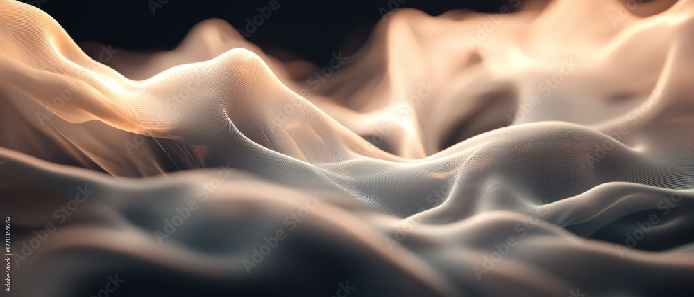 Obraz premium Dynamic abstract background featuring 3D smoke with light trails and movement effects