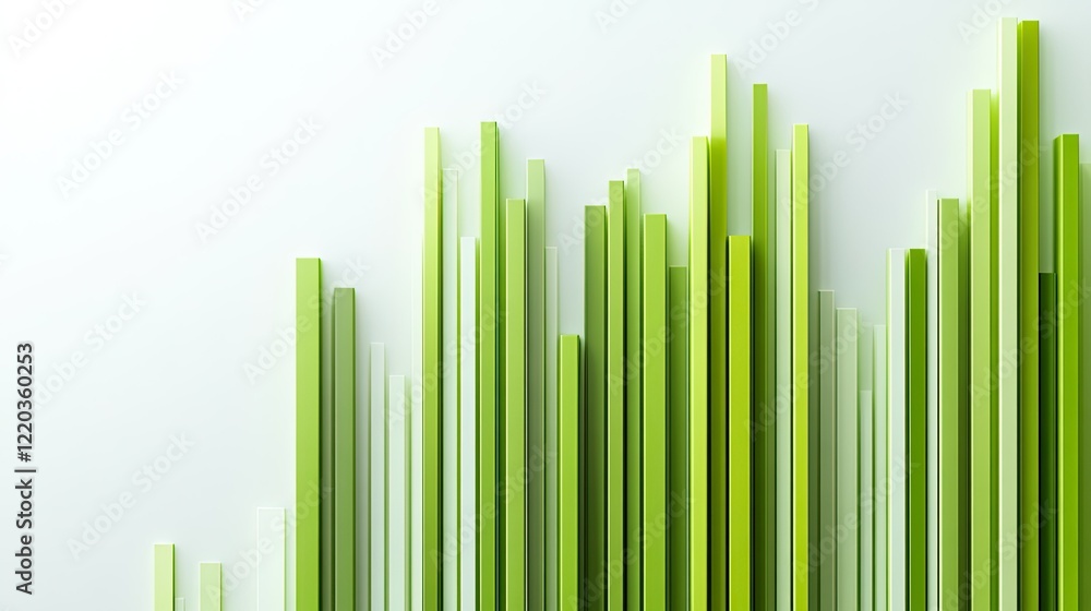Modern bar graph with vibrant green columns showcasing steady growth, designed on a minimalist white backdrop Modern bar graph with vibrant green columns showcasing steady growth, designed on a minimalist white backdrop