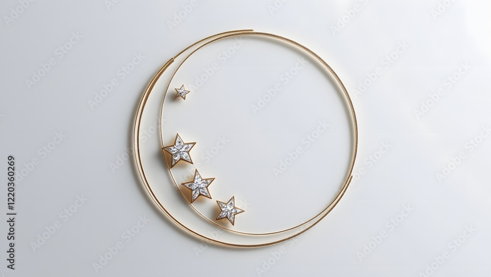 A simple gold circle with three stars clustered together on a white background in a minimalist design A simple gold circle with three stars clustered together on a white background in a minimalist design