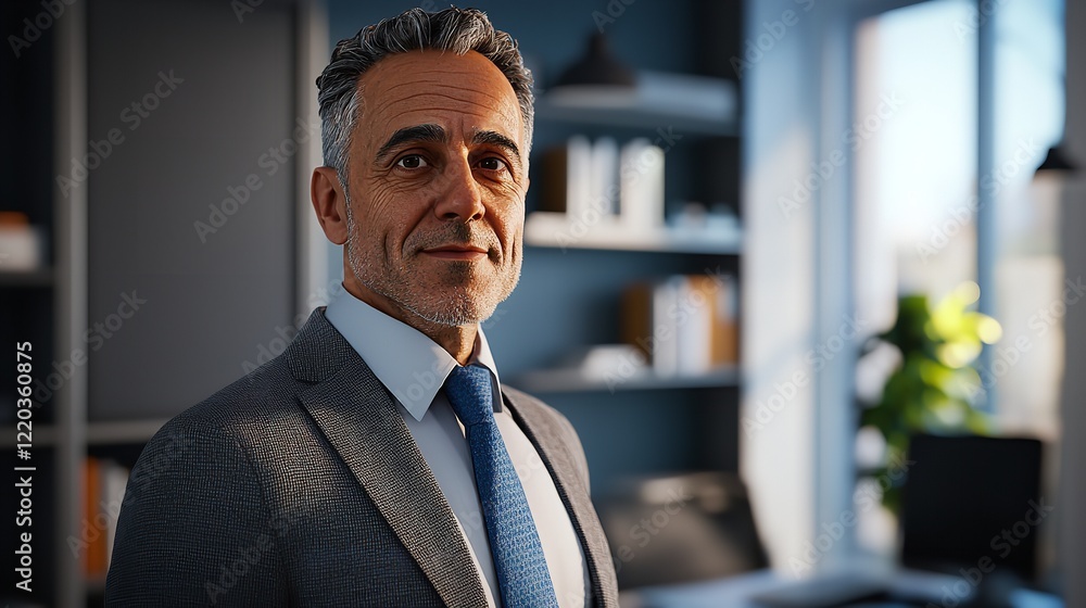 Happy Mid-Aged Businessman Executive Standing Happy Mid-Aged Businessman Executive Standing
