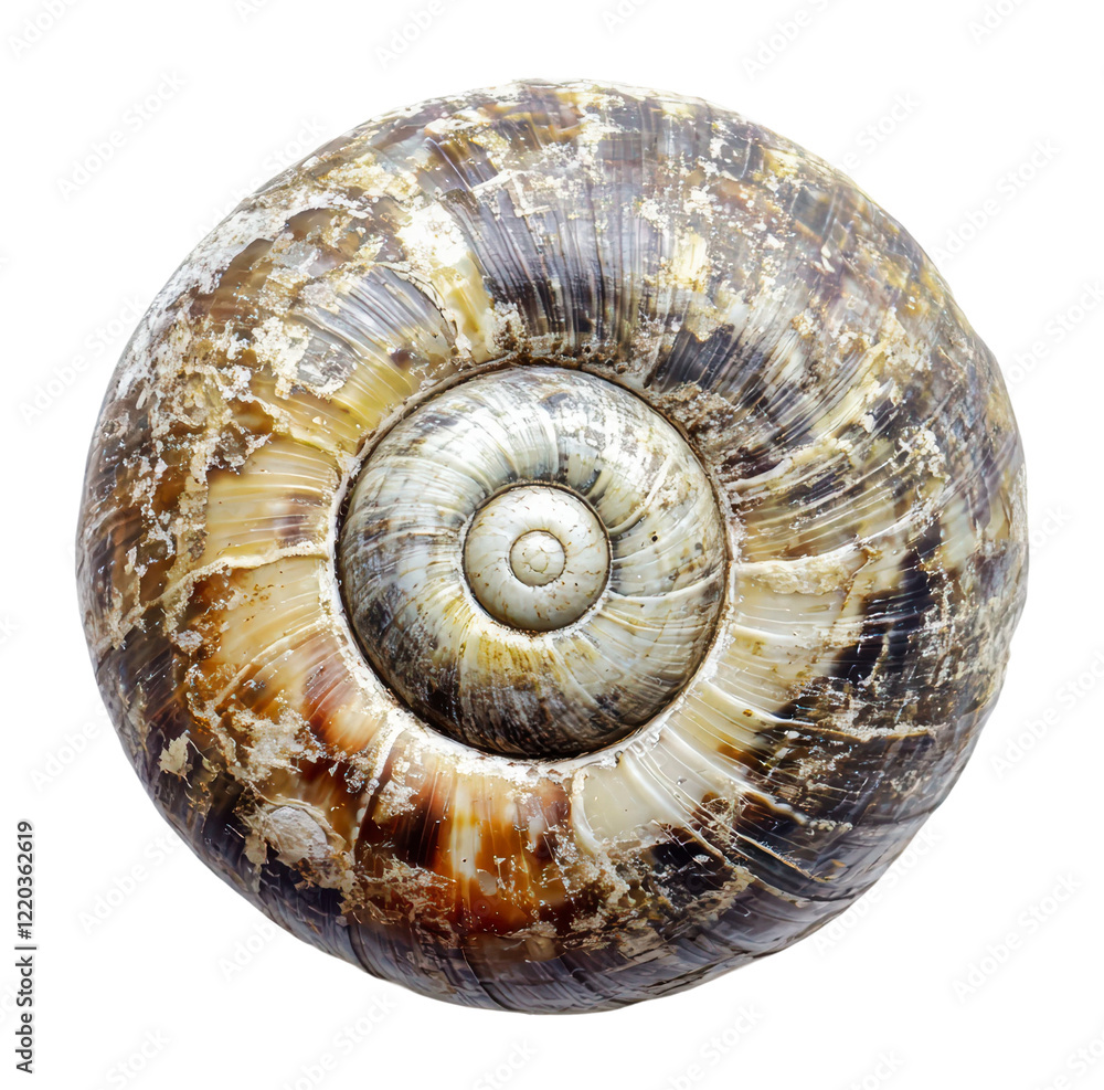 Beautiful spiral shell resting on a surface, cut out - stock png. Beautiful spiral shell resting on a surface, cut out - stock png.