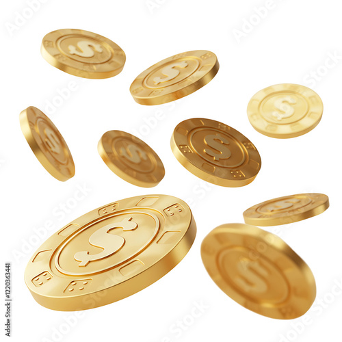 Wallpaper Mural 3D Render of Floating Gold Coins With Bitcoin Symbols and Metallic Texture On Transparent Background
 Torontodigital.ca