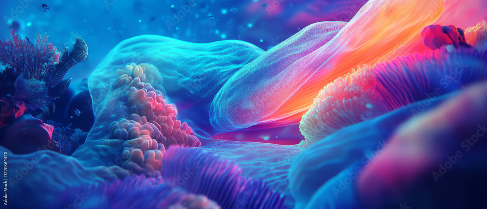 Obraz premium Discover tranquil underwater beauty with vibrant coral reefs and marine life