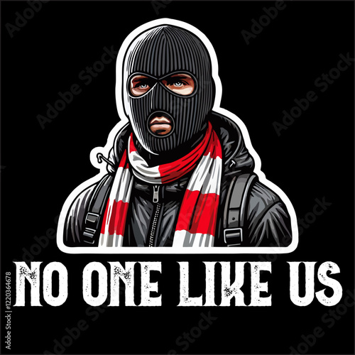 illustration vector graphic of Football fans ultras hooligan wear balaclava and jacket design for logo, t-shirt, etc
