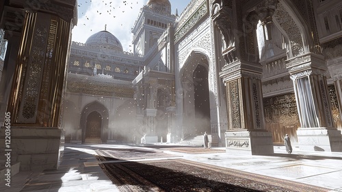 View overlooking the Al Masjid Al Abawi Mosque in Medina, Saudi Arabia.The second holiest site in Islam. photo