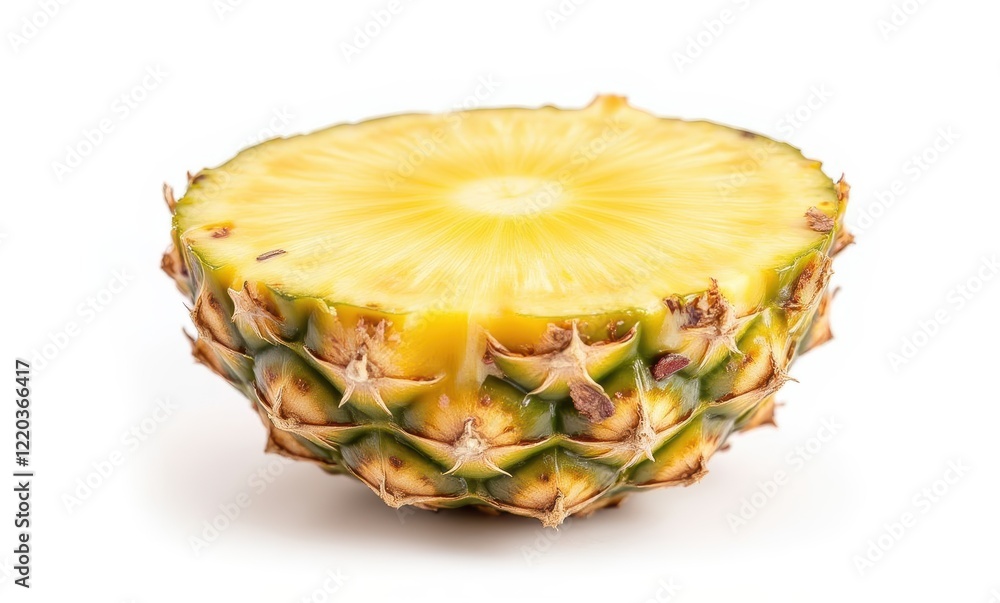 Freshly cut pineapple slice on white background Freshly cut pineapple slice on white background