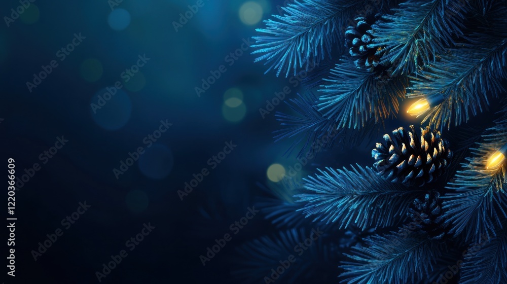 Enchanted Winter Night: A Festive Christmas Tree Branch Enchanted Winter Night: A Festive Christmas Tree Branch
