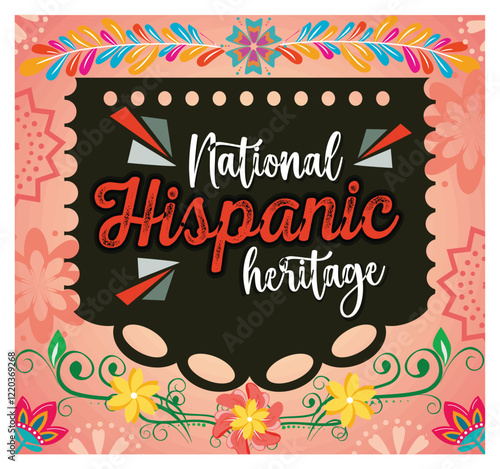 National Hispanic Heritage Celebration Design with beautiful Floral Decorations.