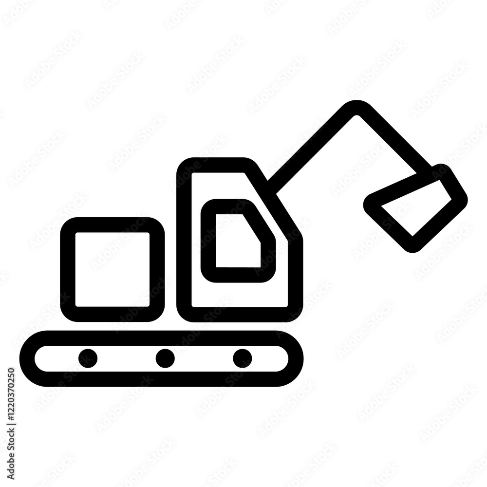 Excavator icon black with outline style Excavator icon black with outline style