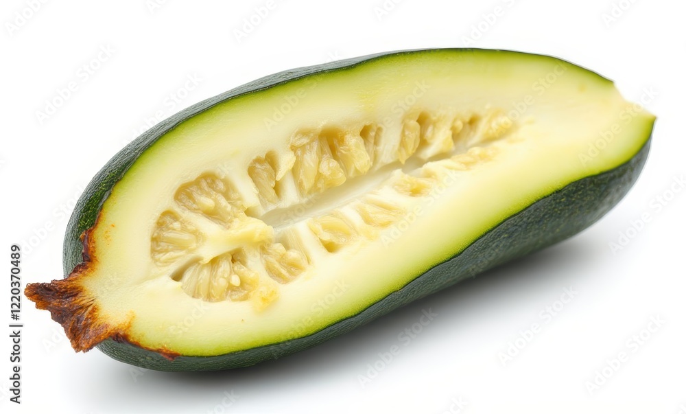 Freshly cut green cucumber half Freshly cut green cucumber half